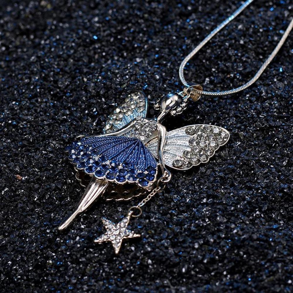 1PC Fashion Cartoon Girl Wing Style Pendant Shiny Necklace
