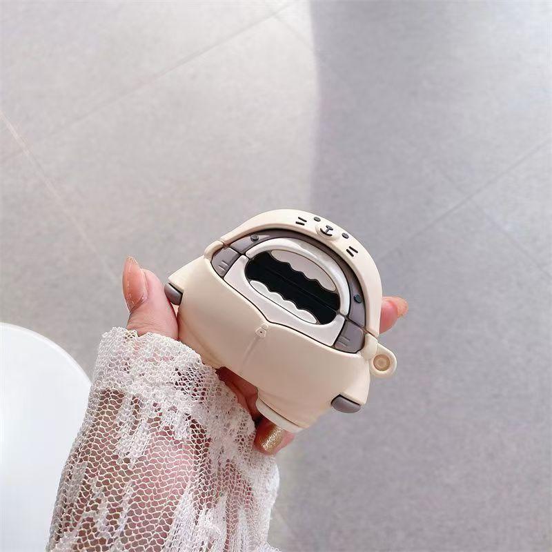 

Креативное милое худи с тюленем и наушниками-акулами, подходит для Apple Airpods 1/2 3 4 Pro Pro2, силиконовый защитный чехол For Airpods Pro пшеничный