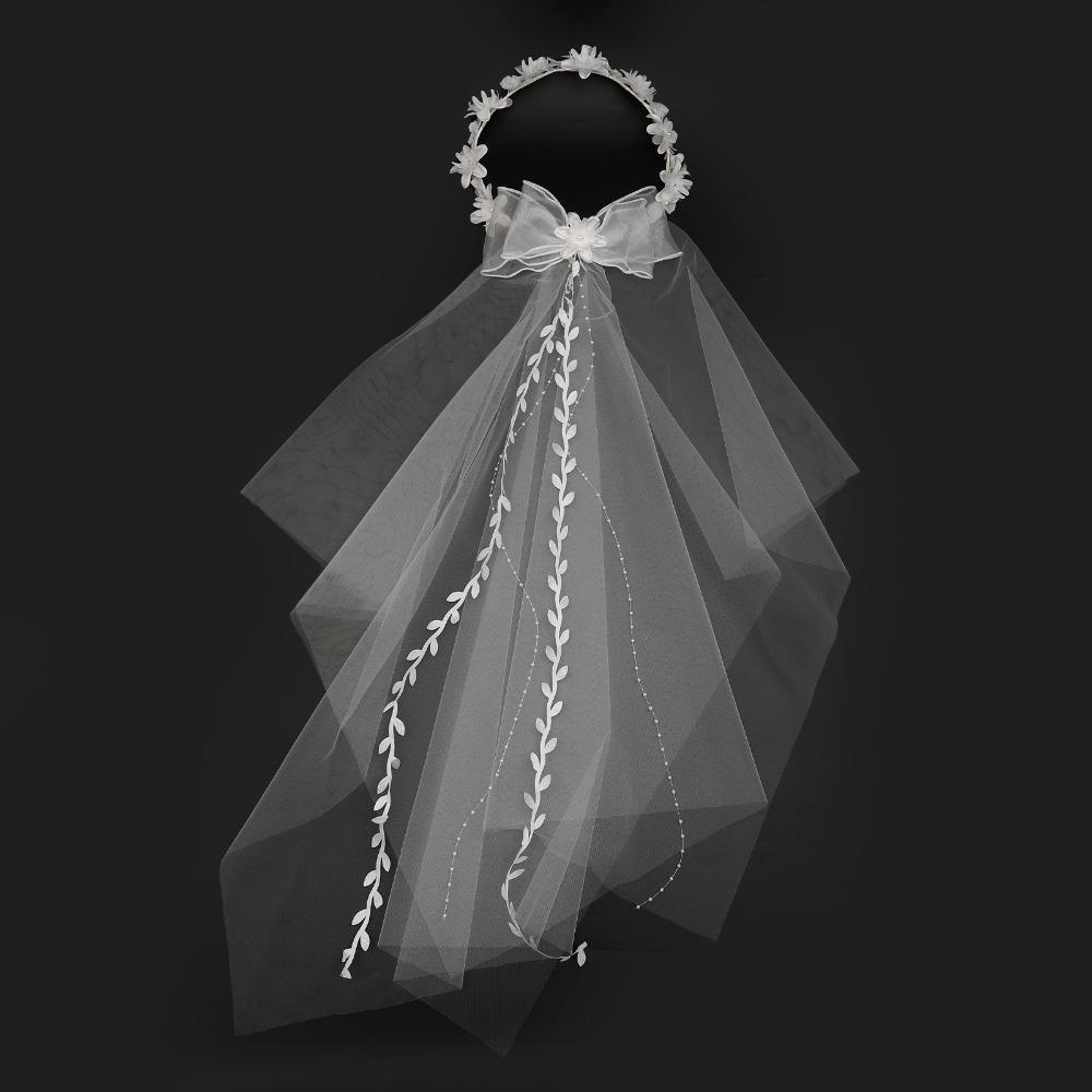 White Bridal Veil Mesh Flower Wreath Portable Marriage Headwear Outdoor Wedding Guest