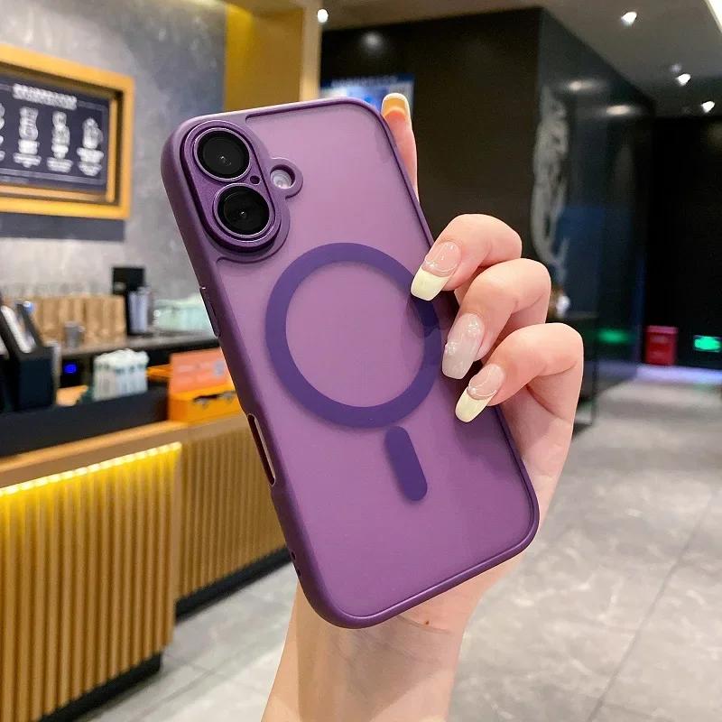 Luxury For Magasfe Wireless Charging Magnetic Matte Case for iPhone 16 15 14 Plus 13 12 11 Pro Max Shockproof Armor Bumper Cover
