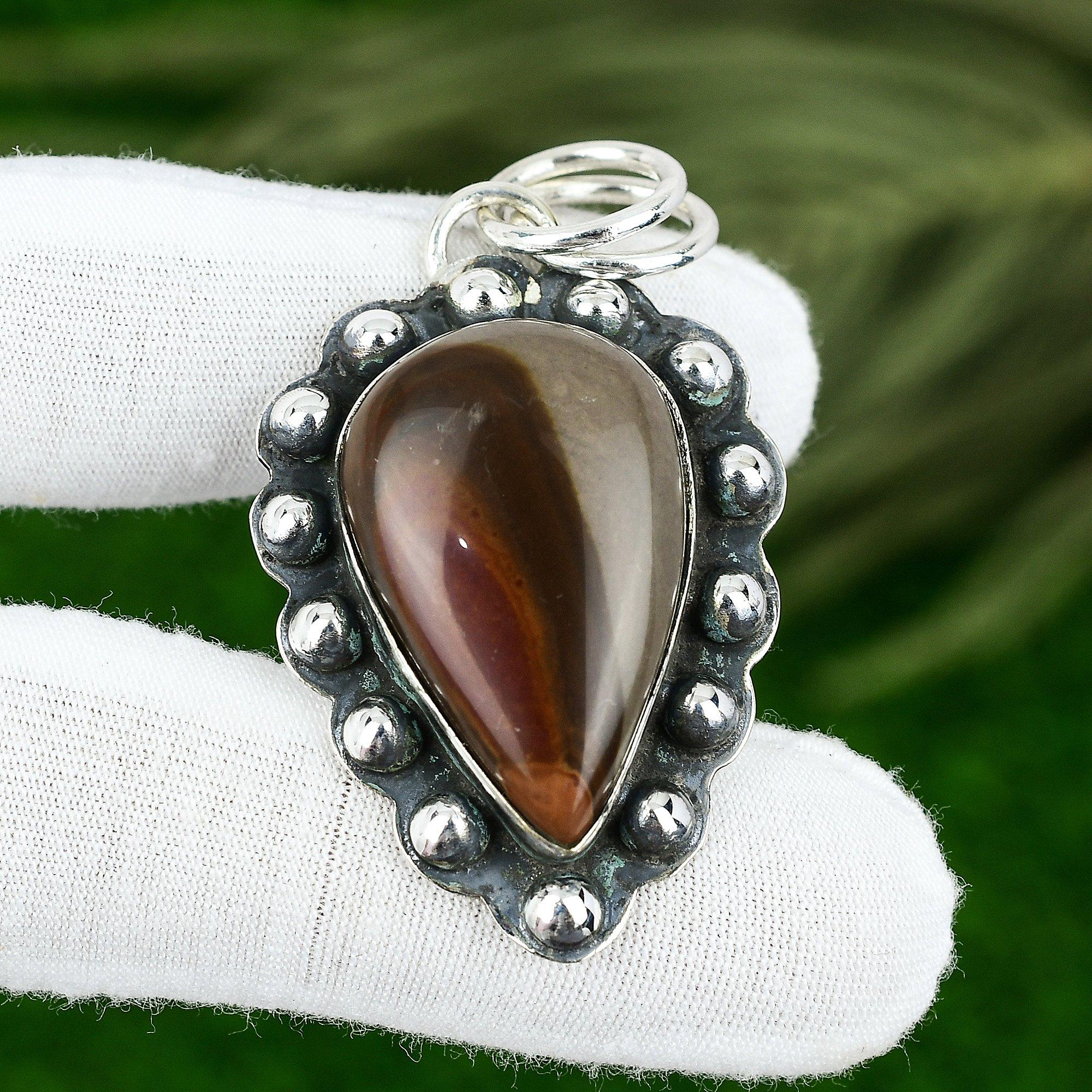 Polychrome Jasper Stone Engagement Mother Ethnic Pendant Jewelry Sterling Silver