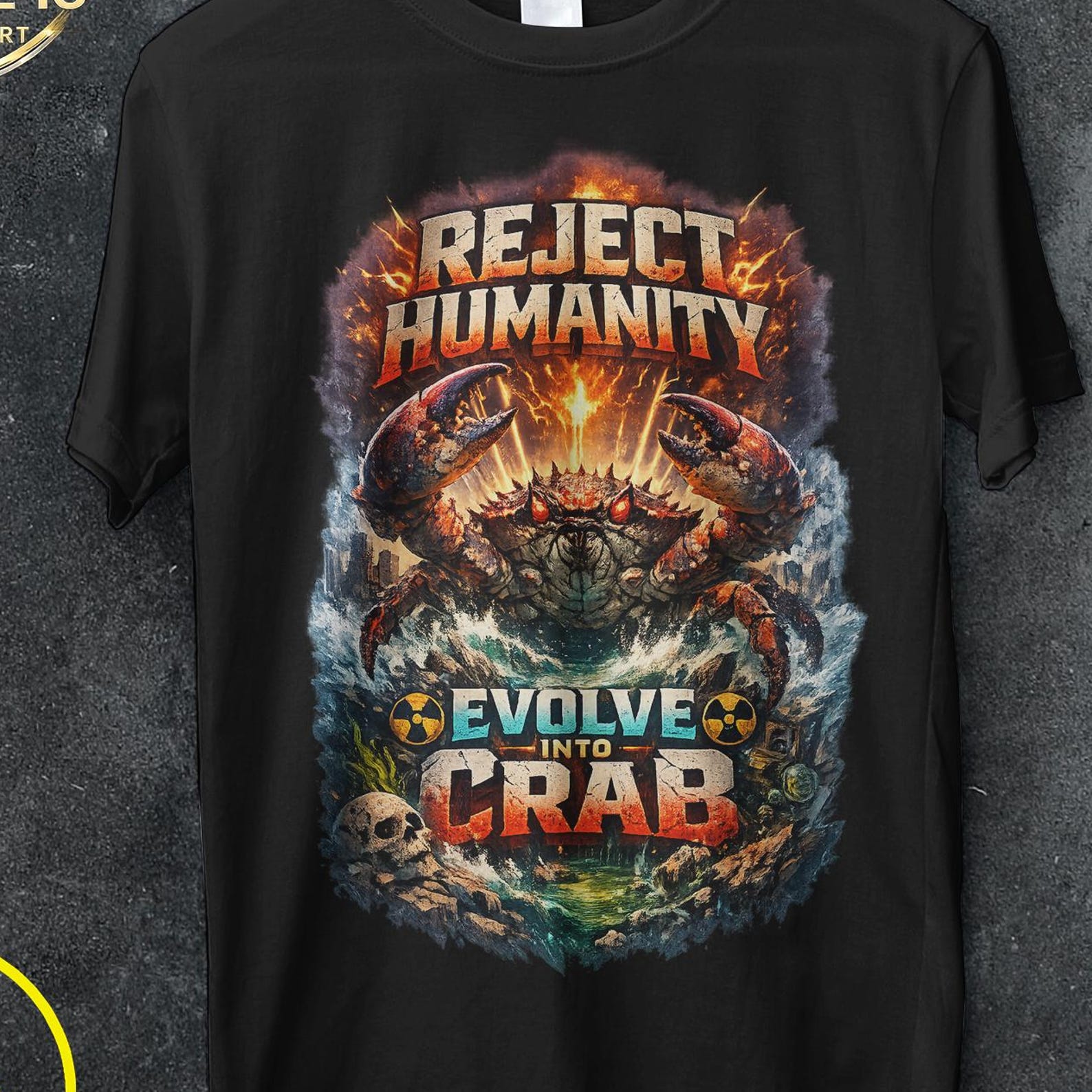 Reject humanity evolves into crab t shirt, Funny Meme Shirt, Funny Gifts, crab, crab shirt, crab gifts, Gag Gifts, Y2K Shirt, bootleg shirt 3XL