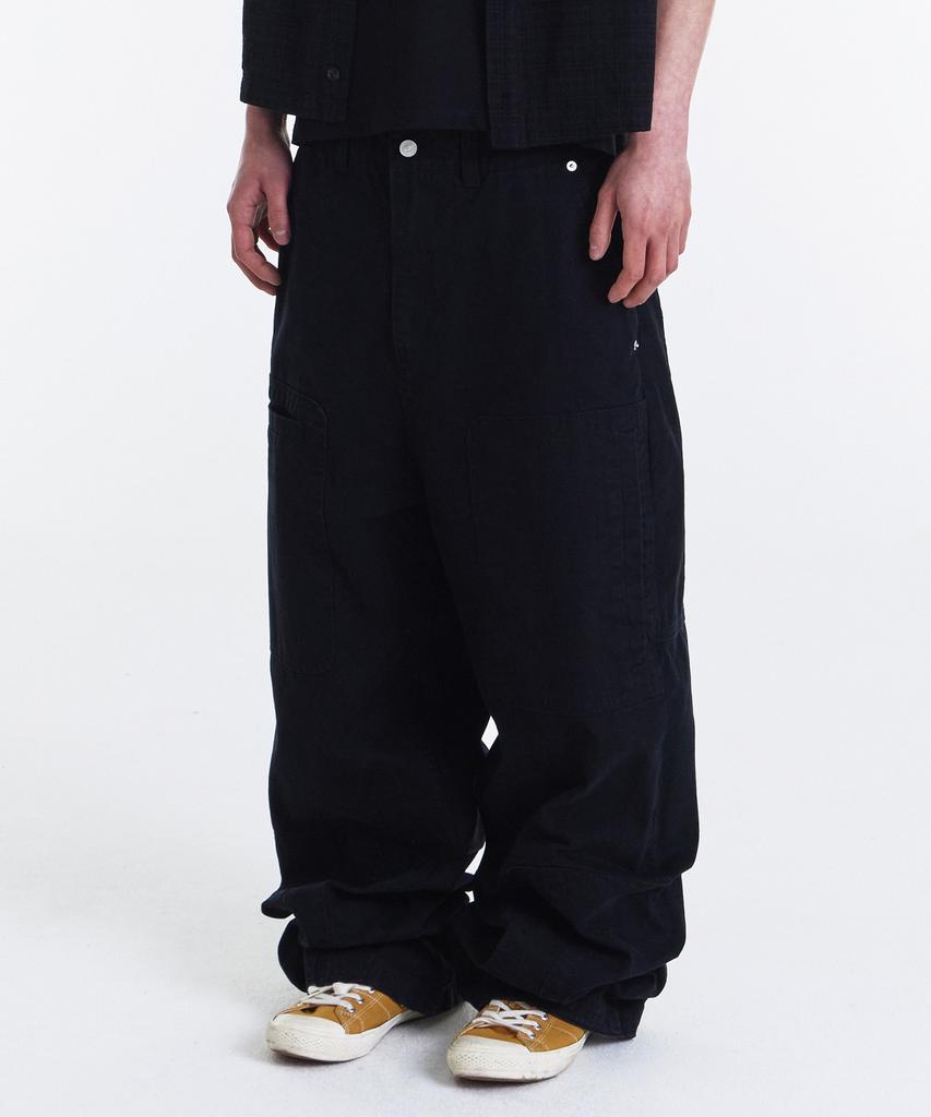 Gicheol Asym Vintage Cargo Pants (Washed Black)