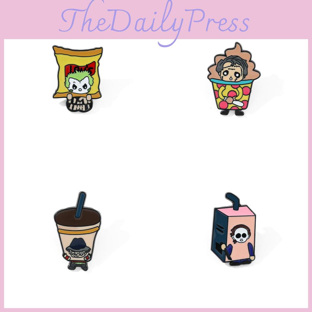 Cartoon Creative Halloween Brooch Horror Movie Character Clown Chainsaw Horror Doll Metal Badge