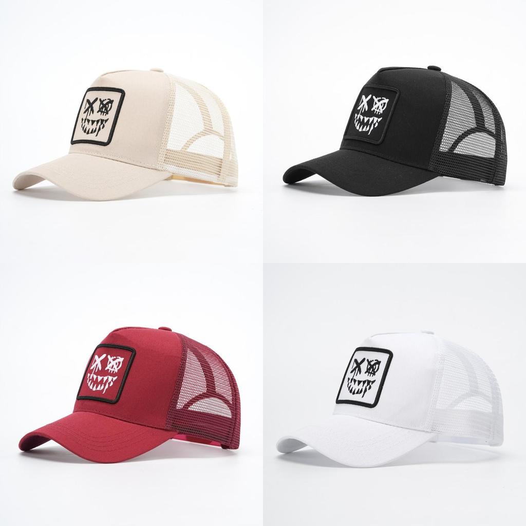 Korean Style Adjustable Sun Hat With Embellished Facial Expression For Casual And Outdoor Use