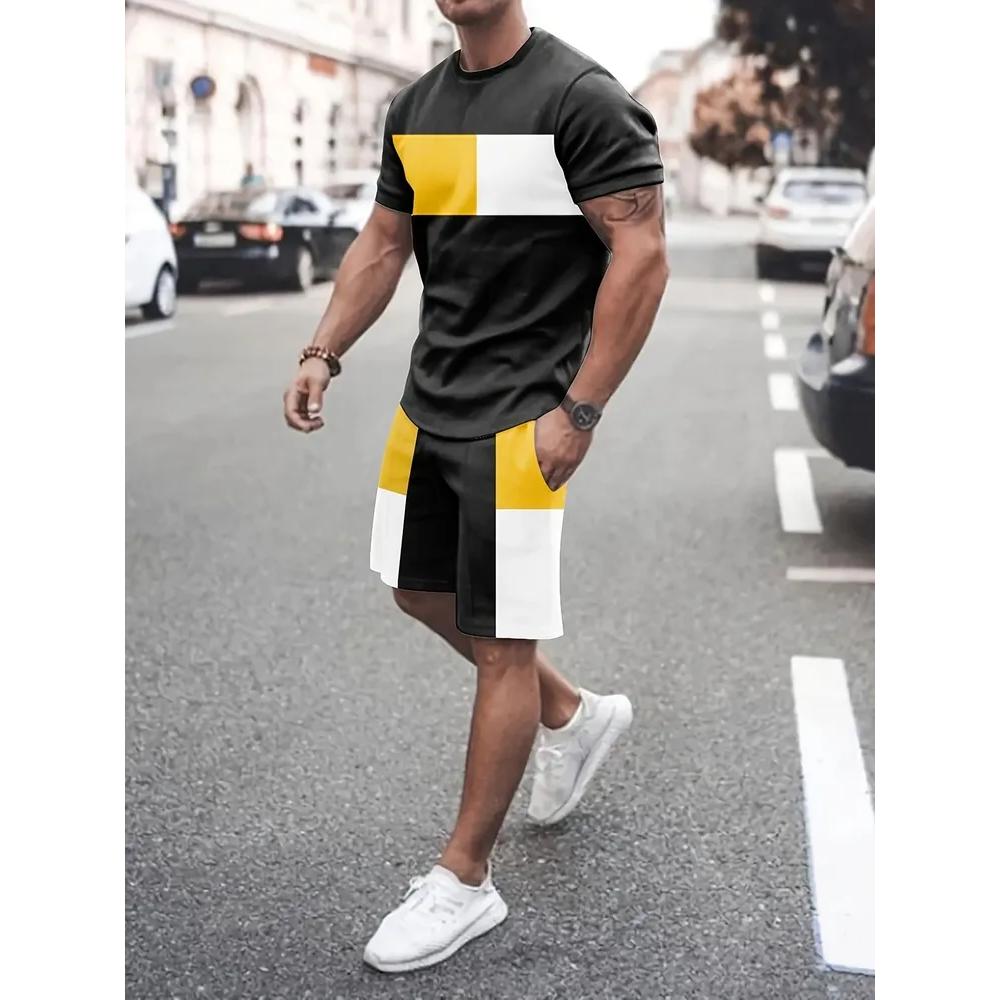 Daily Comfort Men's Striped Printed Sportswear Fashion Versatile Suit Casual Breathable Sport Wear Men’s