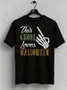 1pc Men'S Graphic T-Shirt Spooky Skeleton Hand Print This Ghoul Loves Halloween Short Sleeve Crew Neck