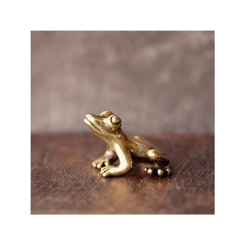 1 Stück Niedliche Retro-Kupferfrosch-Figur - Miniatur-Schreibtischornament und Teetier-Dekoration Beste Geschenke Geburtstag Abschluss