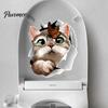 Waterproof Bathroom Sticker Cartoon Cat Butterfly Toilet Sticker, Removable Lid Decor Stickers Decorative Decal, Self-Adhesive Wall Accessories