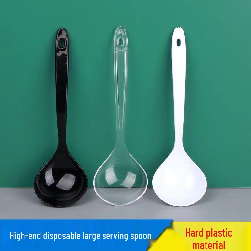 Thickened Long Handle Disposable Plastic Soup Spoon with Colander Design for Takeaway