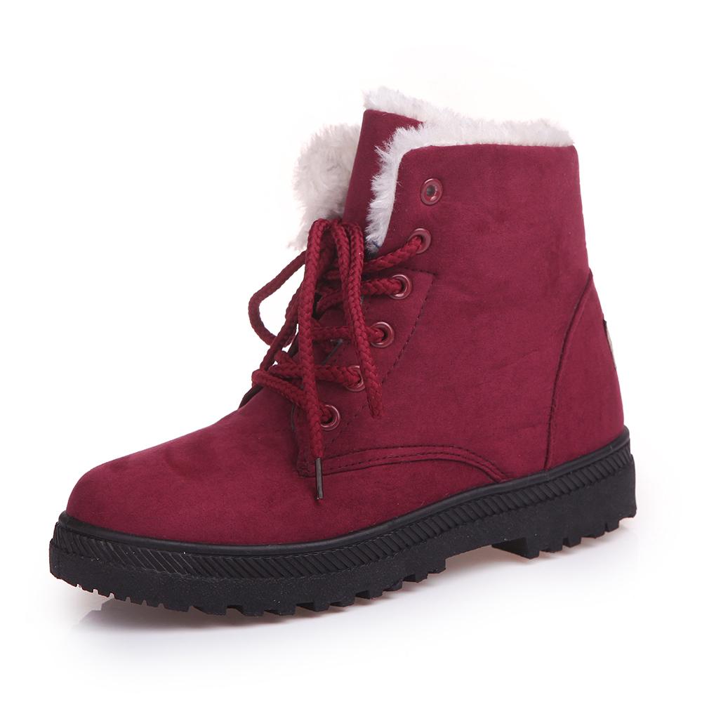 Buy Women Warm Snow Ankle Boots Heels Fashion Platform Fur Lined Winter