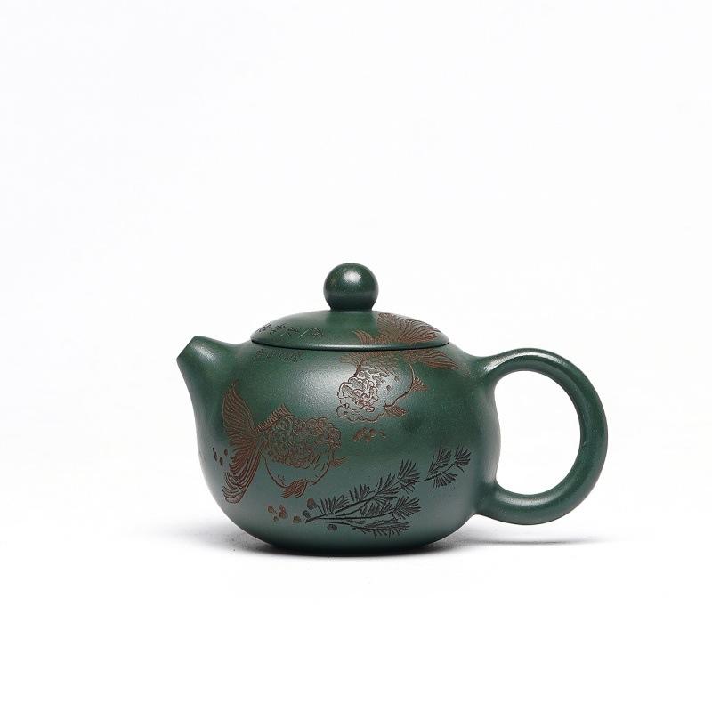 

120ml Handmade Yixing Purple Clay Teapots Handmade Xishi Pot Raw Ore Green Mud Kettle With Strainer Chinese Zisha Tea Set Craft