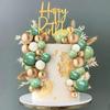 Balls Cake Topper Boho Grass Cake Topper Happy Birthday Cake Decorations for Wedding Birthday Boho Themed Party Supplies