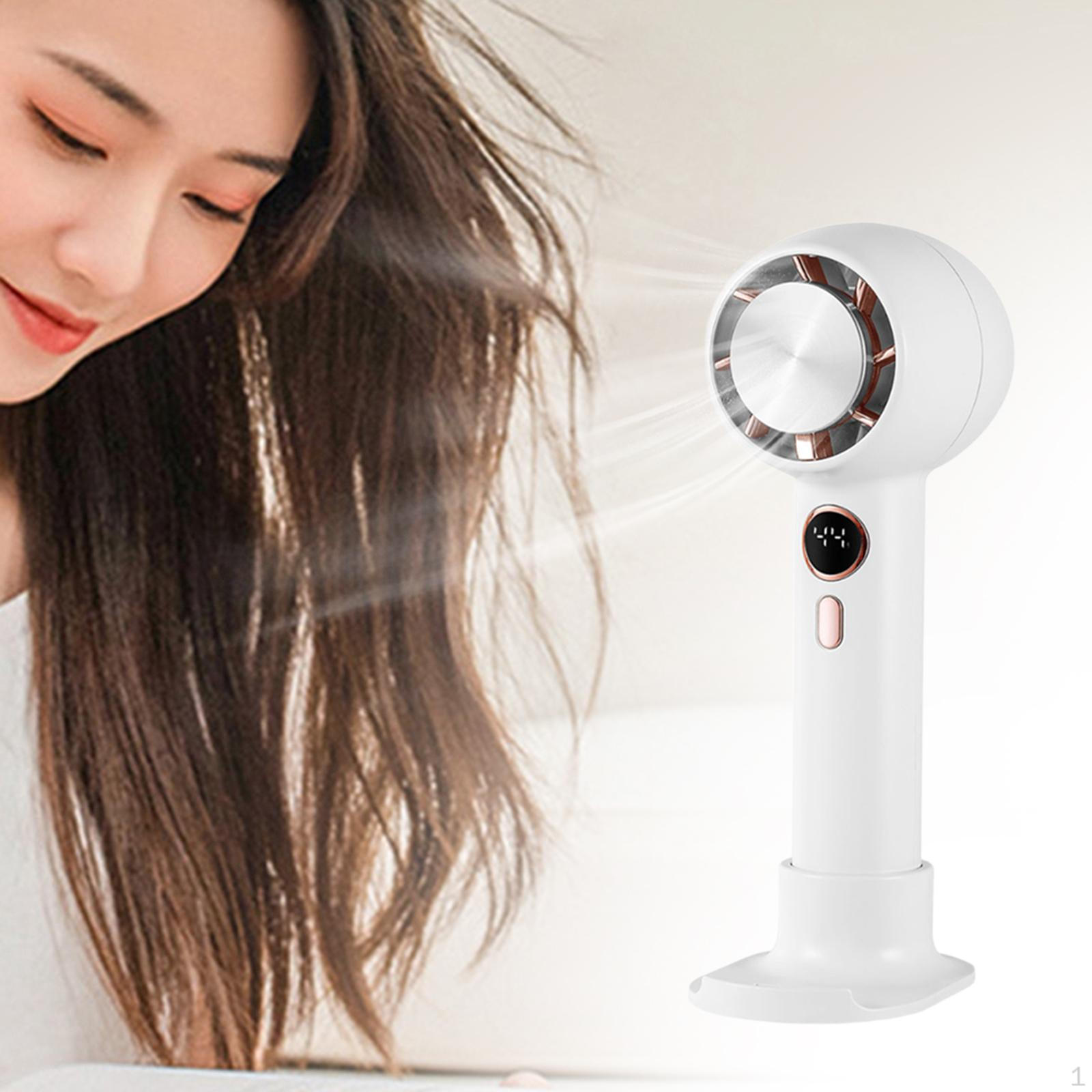 

Портативный вентилятор, мини-стол, тихий с крючком, светодиодный дисплей, небольшой карман, охлаждение для макияжа White