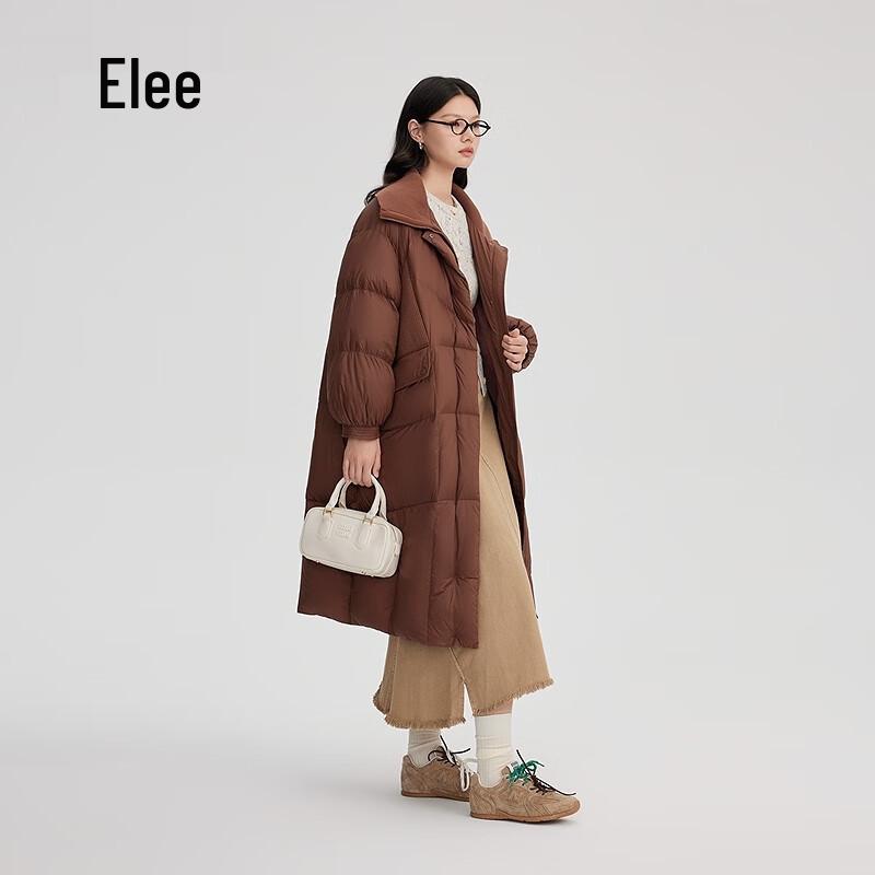 Ailalei Women's Long Knit Lapel Spliced Down Jacket