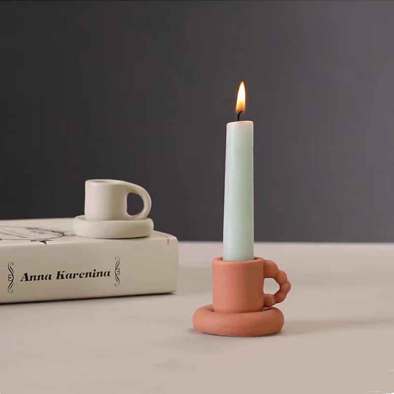 Nordischer dekorativer becherförmiger Kerzenhalter aus Keramik, Kerzenständer, Hochzeits-Mittelstück, Ornamente, Heimdekoration