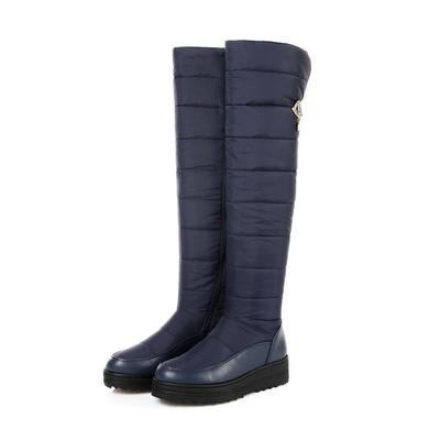 Tela plumón lana gruesa botas de nieve hebilla de cinturón botas hasta la rodilla botas casuales H