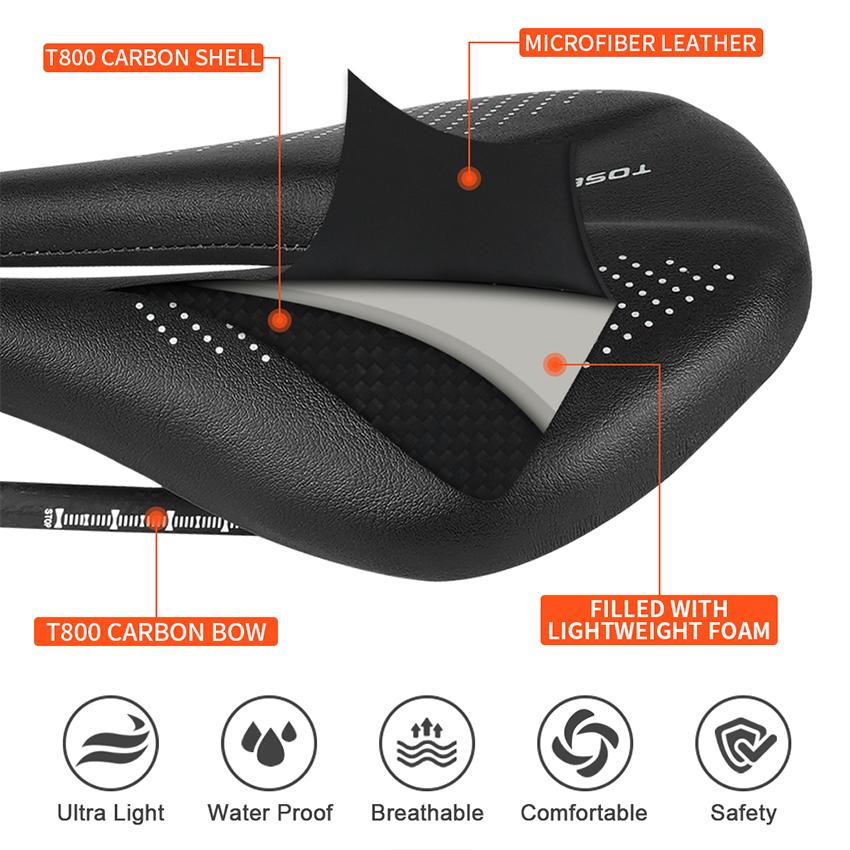 Factory Bike Saddle Carbon Lightweight Carbon Bike Seat Cushion with Ventilation for Mountain Bikes-Safety Design