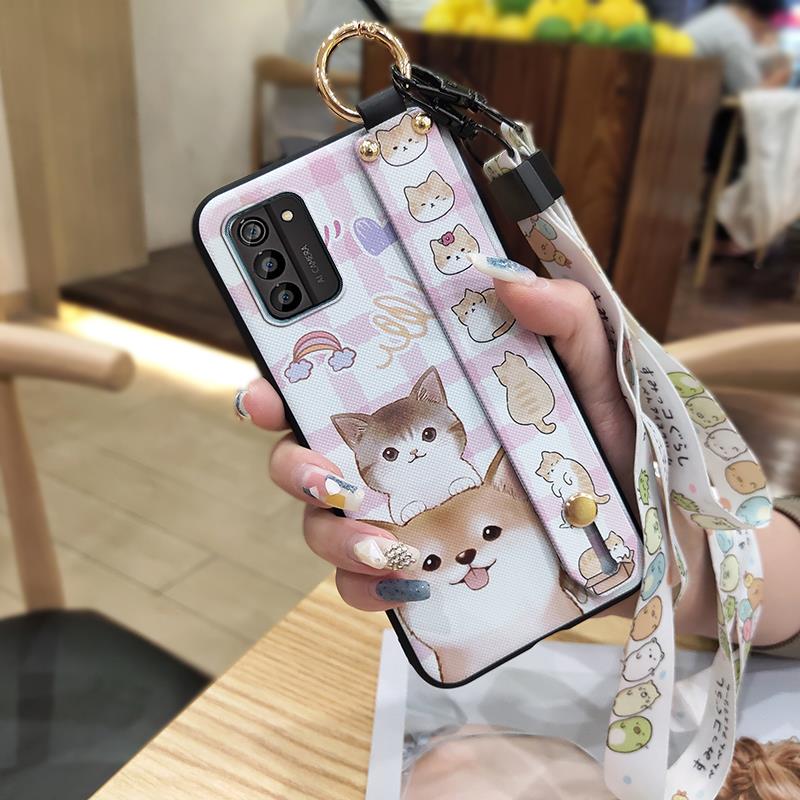 Wristband Dirt-resistant Phone Case For Nokia G100 Wrist Strap Anti-knock Durable Back Cover Anti-dust Silicone Cartoon