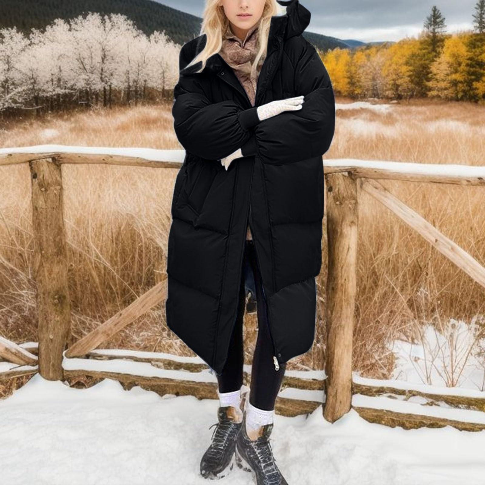 

Женское однотонное толстое свободное длинное выше колена стеганое пальто Bread Coat L чёрный