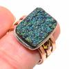 Natural Titanium Druzy Gemstone Two Tone 925 Solid Silver Gift Ring S.7.5 Q9u68