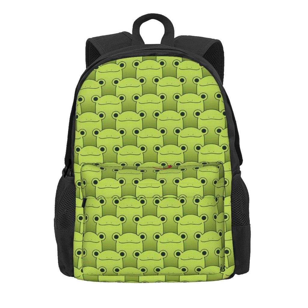 Süßer Frosch-Print Rucksack Bunte Tier Wanderrucksäcke Mädchen Design Print High School Taschen Ästhetischer Rucksack