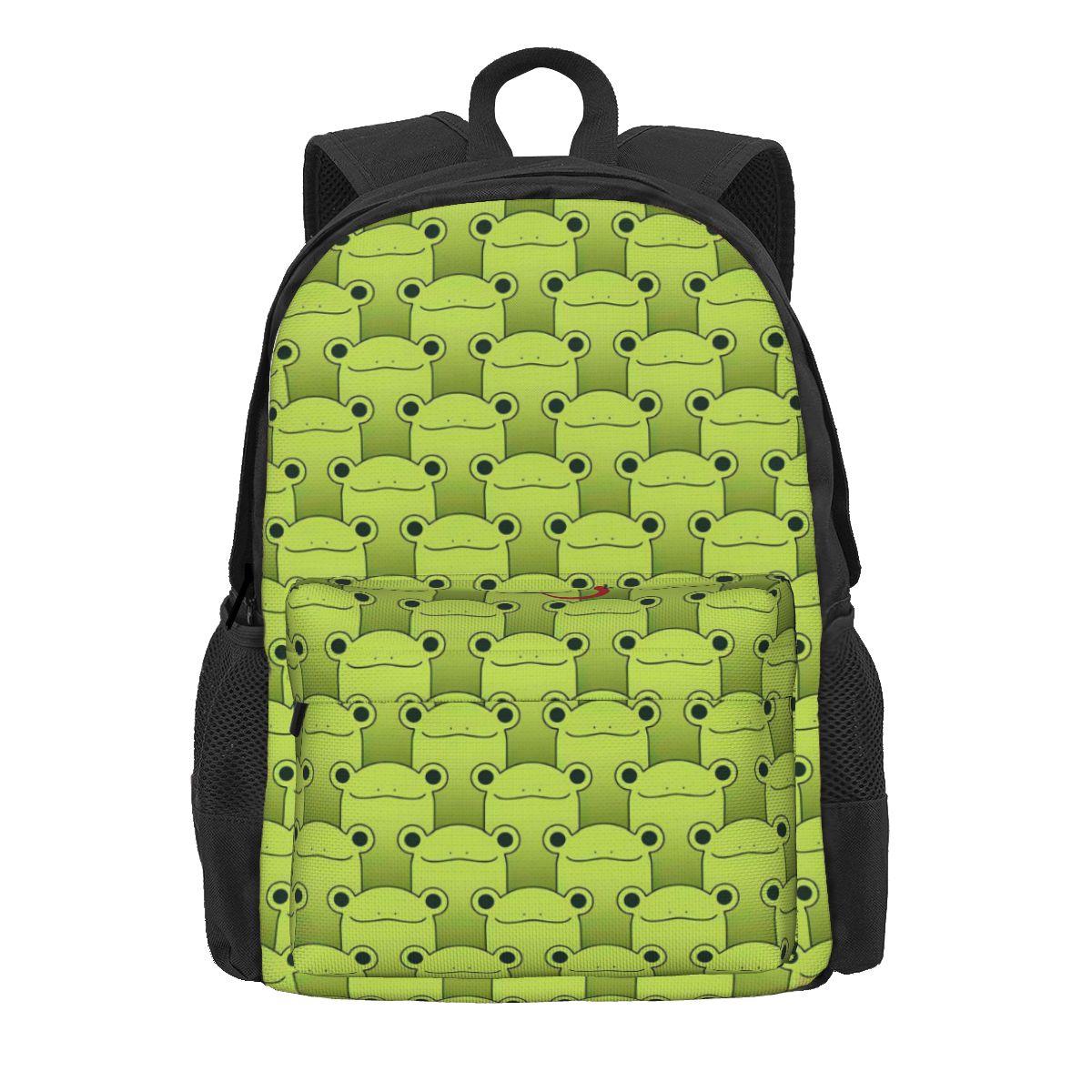 Schattige Kikkerprint Rugzak Kleurrijke Dieren Wandelrugzakken Meisjes Design Print High School Tassen Esthetische Rugzak 36x32x10cm