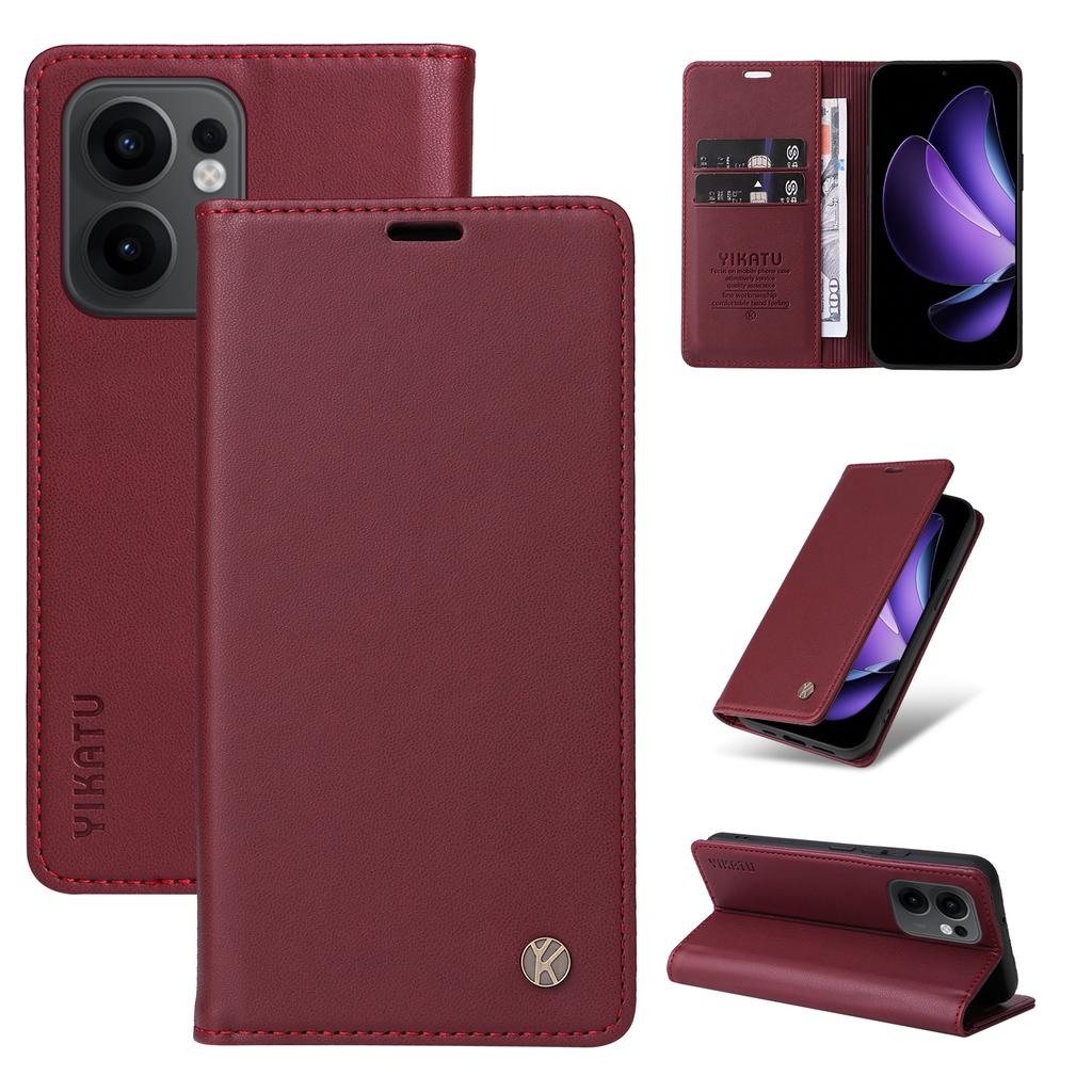 For Oppo Reno13 F 5G (Reno 13 FS 5G)/4G Phone Cases YIKATU Magnetic Closure PU Leather Mobile Cover