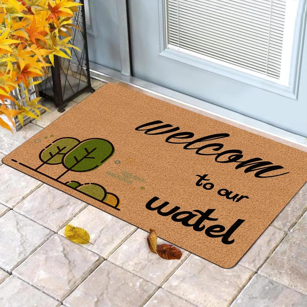 Roztomilá rohožka s kočičím motivem a siluetou černé kočky, kreslené kočičí vzory, měkký dekorativní koberec do předsíně pro domácí dekoraci, dárky