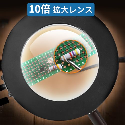 2024 New 2-in-1 10x Magnifying Glass with Stand and LED Light, Perfect for Work, Tabletop, 360° Angle Adjustment, Continuously Dimmable, Clip-on Compa