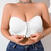 Damen trägerloser Bandeau-BH mit Frontverschluss, ohne Bügel, nahtlos, Push-Up, Crop-Top, Bralette
