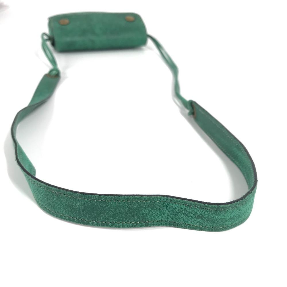HERMES vintage logo Pochette bag mini bag Shoulder Bag Leather Green