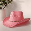 2026 Melesh Western-style Ginger Cowboy Hat with a Flexible Brim The Bohemian Style Is Perfect for Sun Protection On the Beach.