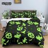 Skull Bedding Set Halloween Bats Duvet Cover King Size Microfiber Pumpkin Skeleton Print Comforter Cover With Pillowcases Decor
