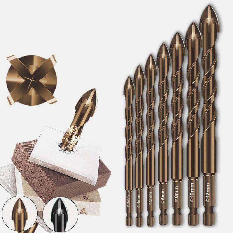4PCS Four-Flute Sawtooth Eccentric Drill Bit Set For Concrete Tile Ceramic Wood Drilling Masonry Drill Bit Set Tools
