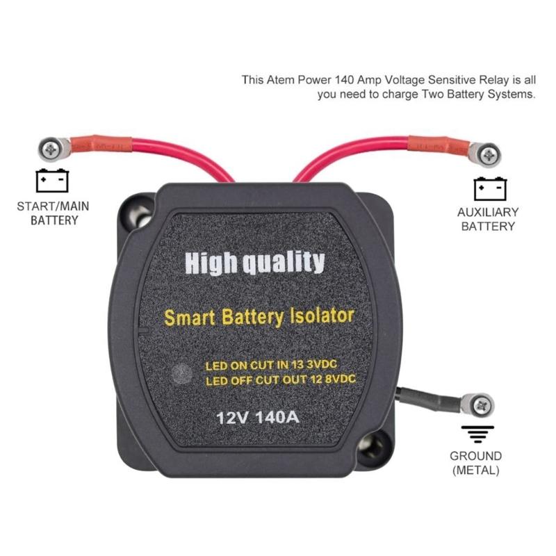 Professional 12V 140A Double Battery Isolator Kit Waterproof Voltage Sensitive Relays For ATV UTV Marine Applications