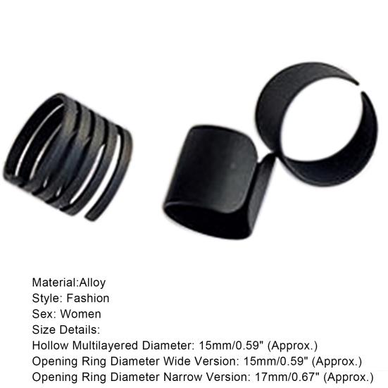 3Pcs Fashion Black Stack Plain Above Knuckle Band Midi Rings Jewelry Ring Set for Daily Wear