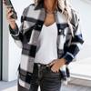 Women's  And Winter Fashion Loose Plaid Print Pocket Long Sleeve Jacket