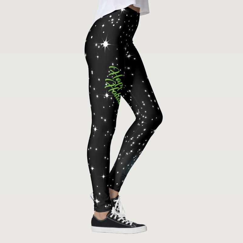 Fashion Christmas Print Fitness Sports Hip Lifting High Waist Bottom Pants Women Yoga Pants