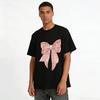 Heart Scripture Print Bow Pattern Casual Top Pure Cotton T-shirt