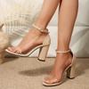 Transparent Pvc Strap Nude Sandals Women 2025 Summer Round Toe Super High Heel Ankle Strap Sandals Fashion Party Dress Shoes