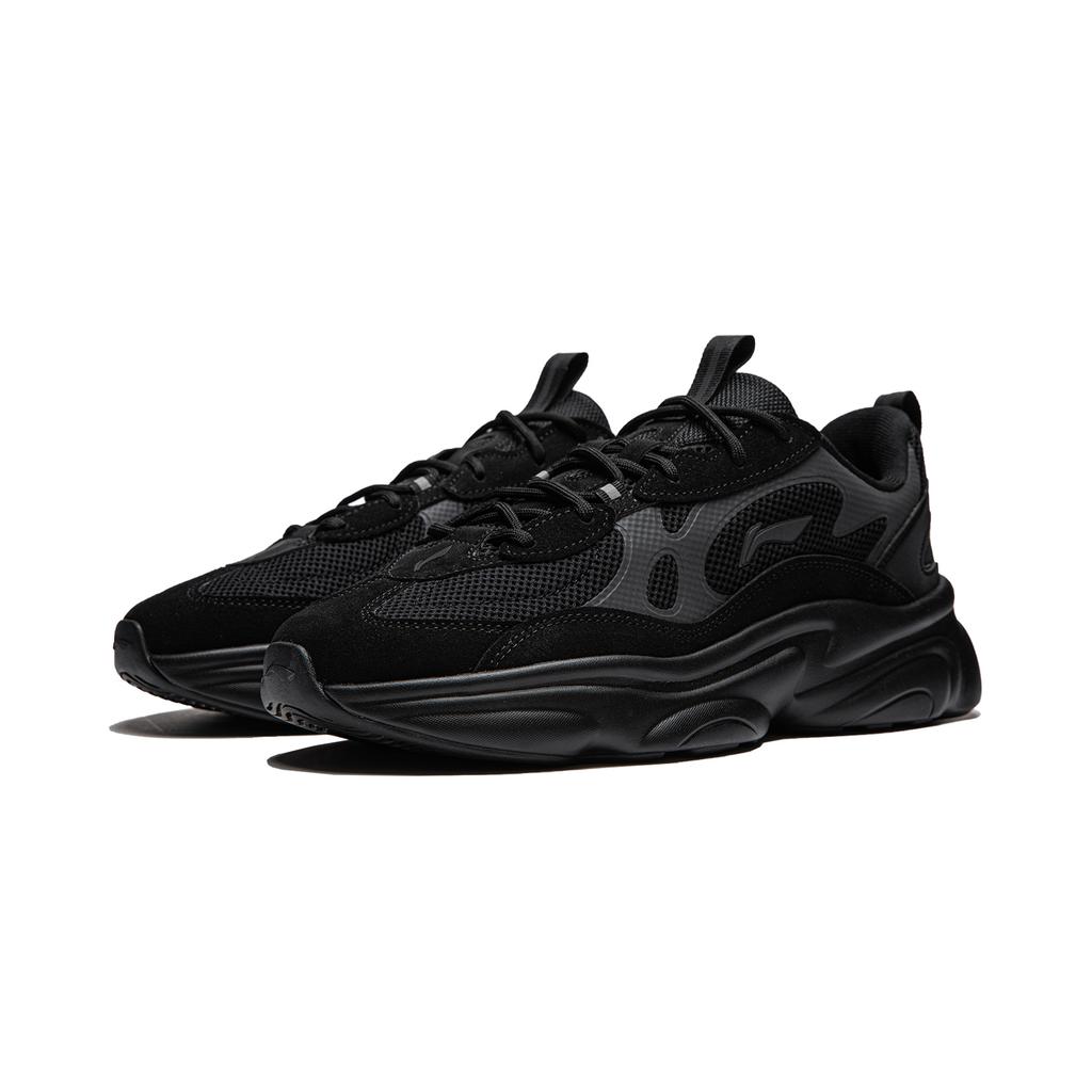 Li Ning Nai Ye 2.0 Comfortable Versatile Thick Sole Height Increasing Non-Slip Wear-Resistant Low-Top Casual Shoes Women sneaker Black AGCU250-3