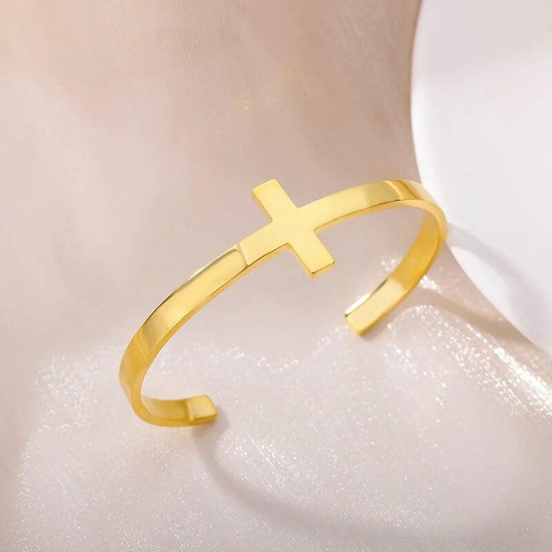 Jesus Bangles Bracelet for Women Stainless Steel Gold Color Luxury Bracelets 2024 Jewelry Pulseras Mujer Bijoux