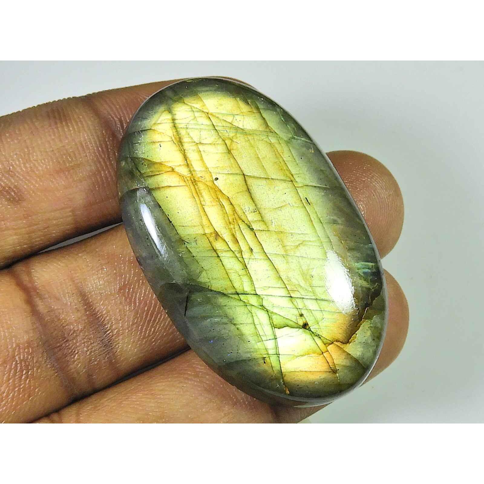 

113Cts. Natural Labradorite Oval Crystal Cabochon loose Gemstone 29X46MM SK-1963