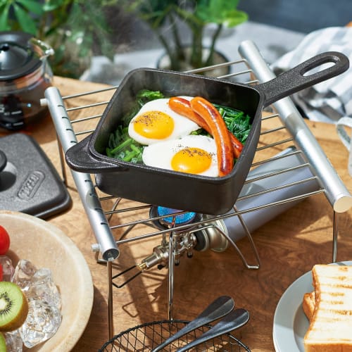 Toffy Hot Skillet K-SK1, Perfect for Camping Cooking at Home, Direct Flame, Heat Retention, Heavy-Duty Skillet, Low-Salt Yakiniku, Waterless Recipes,