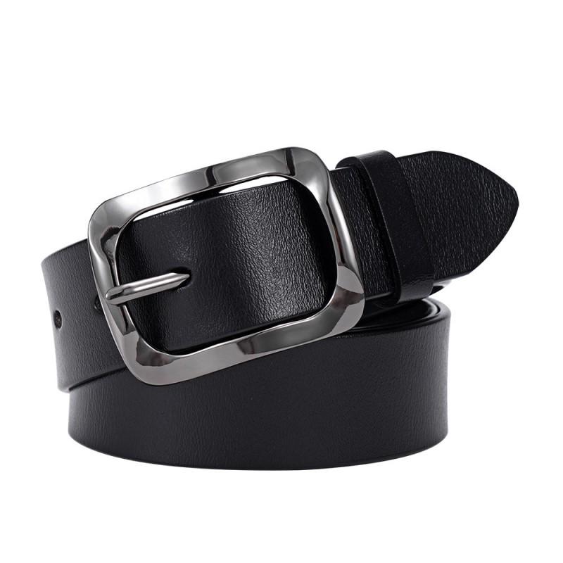 Womens Genuine Leather Belt With Pin Buckle Slim Fit Casual Vintage Waistband Jeans Trousers