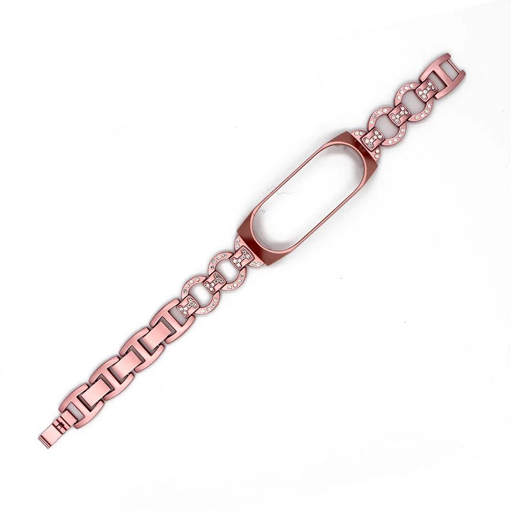Link Wristband Strap for Xiaomi Mi Band 3 4 5 6 7 Watchband Metal Miband 8 Bracelet Replacement Bling Smartwatch Accessories