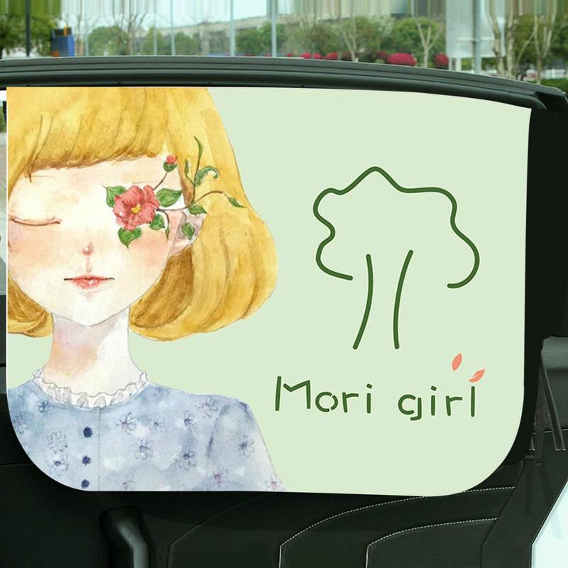 Car Curtain Magnetic Car Side Window Sunshade Cartoon girl Car Interior decorations SUV Rear Side Auto Window Sunshade Cover