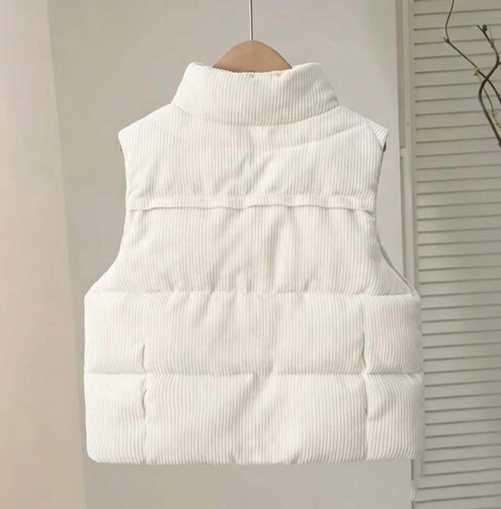 Kids' Padded Corduroy Vest Stand Collar Color Warm Winter for Boys and Girls