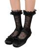 Womens Ruffle Socks Cute Lolitas Crew Socks Frilly Dress Socks Girls Turn-Cuffs High Ankle Socks Sheer Lace Mesh Socks